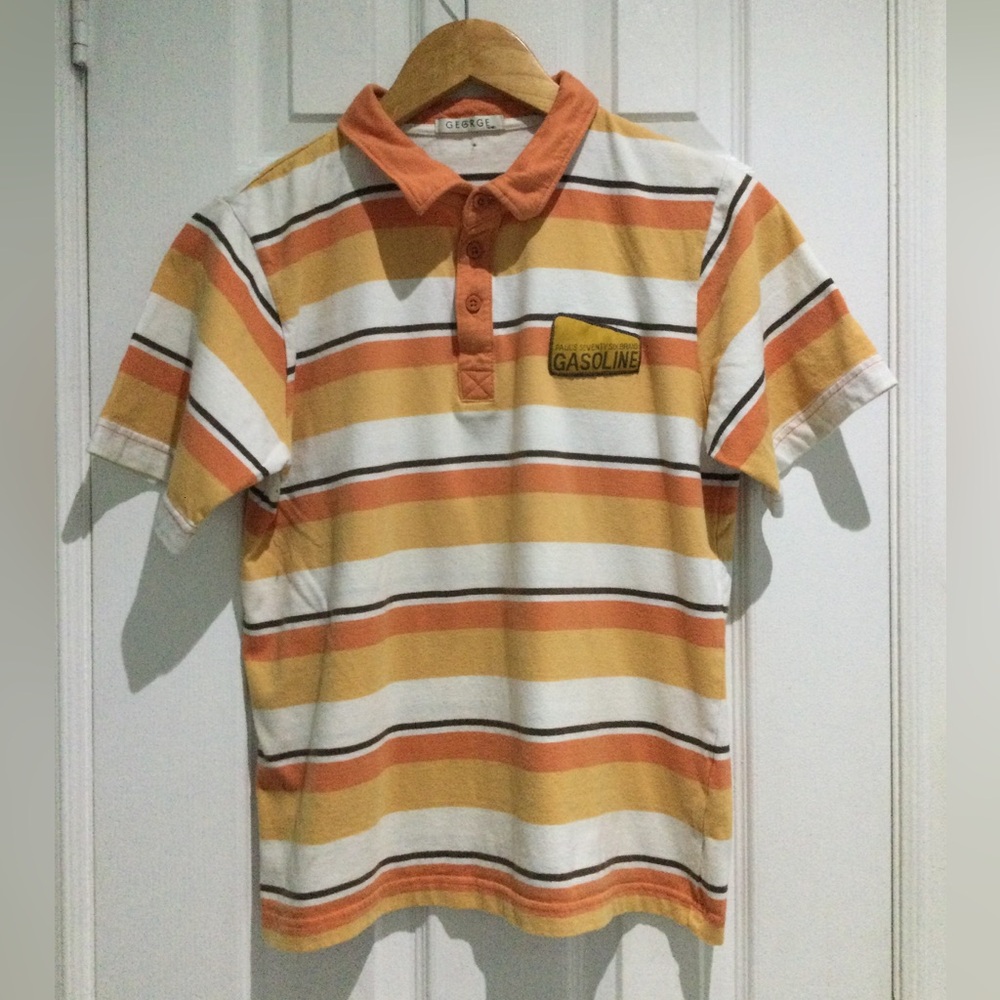 Vintage Paul's Seventy Six Gasoline Striped Polo Shirt